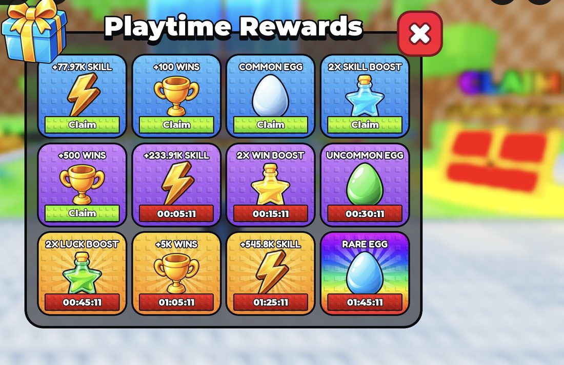 A +100 WINS Playtime Reward ready to claim
