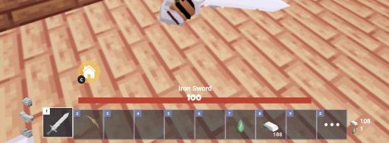 After buying, close the shop and check the hotbar shows your new sword