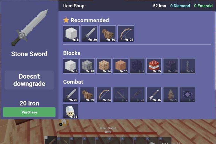 The Item Shop with your iron shown at the top right