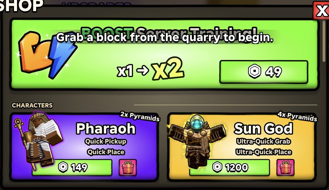 Boost Server Training shows the x1 to x2 change