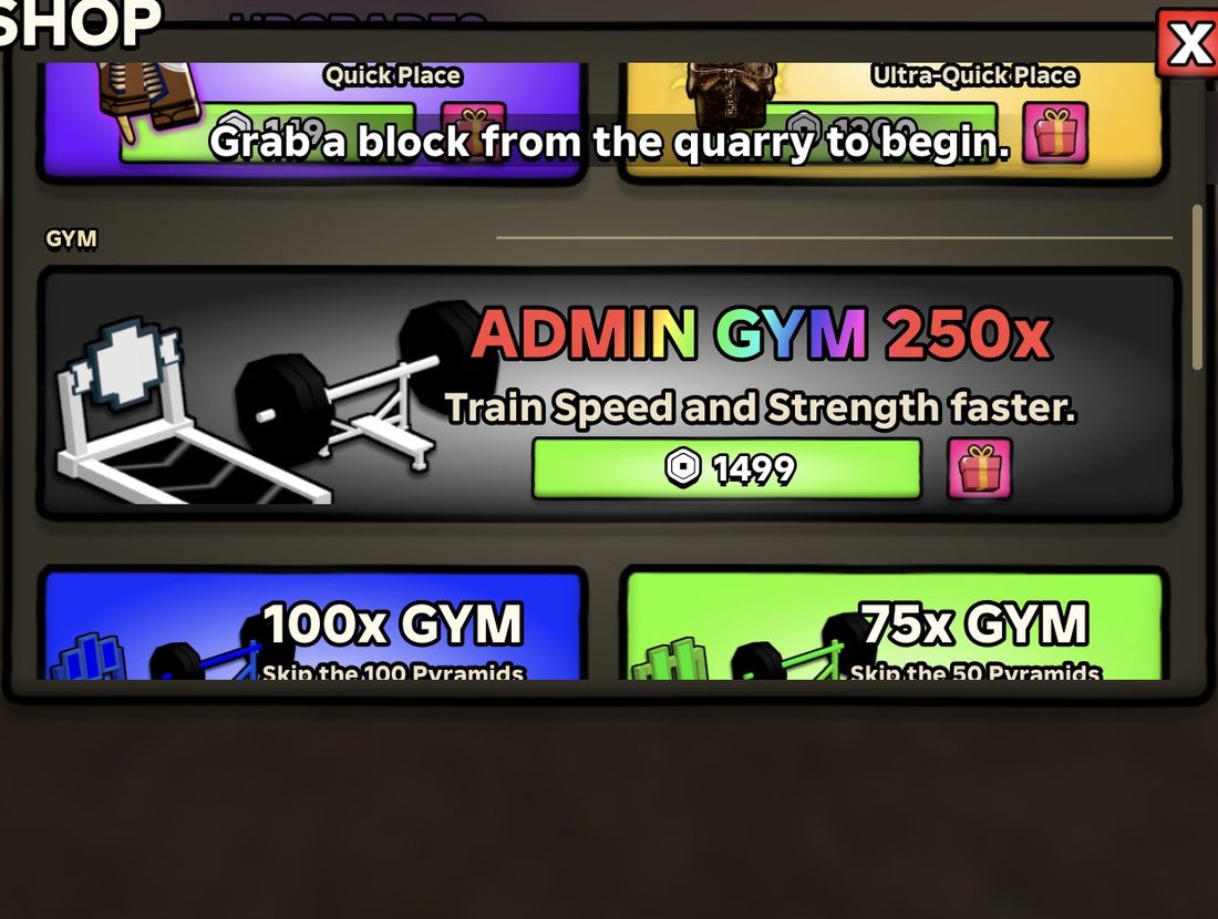 The 100x GYM card says it skips the 100 Pyramids
