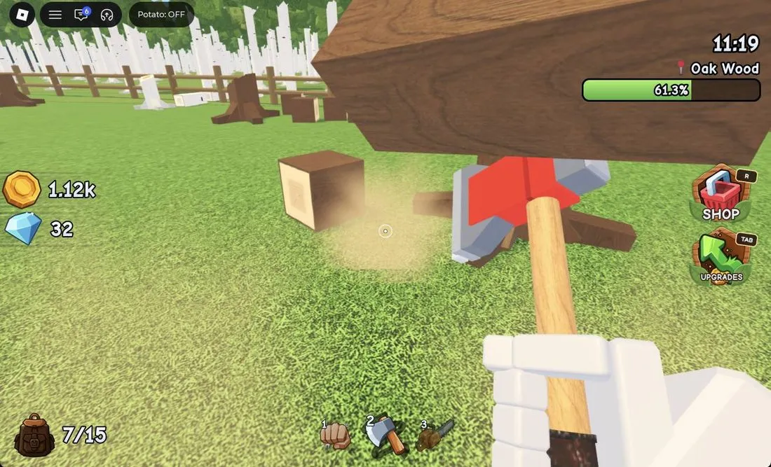 Pick up blocks one after another; each one takes a backpack slot