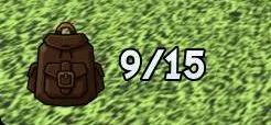 The backpack counter at the bottom left shows how many logs you carry
