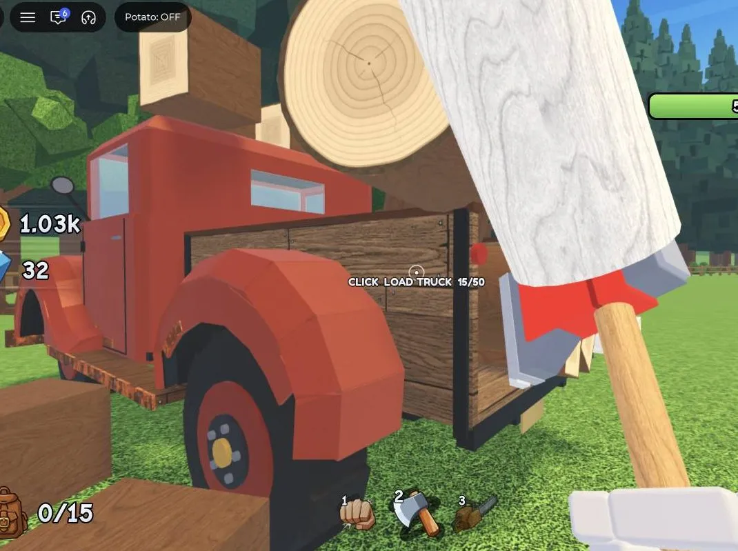 Click the truck bed while CLICK LOAD TRUCK shows