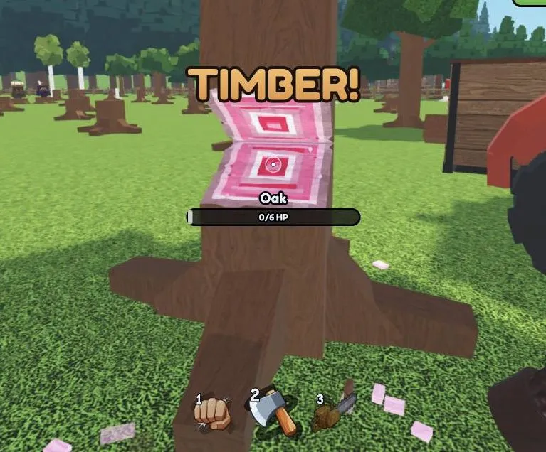TIMBER! means the tree is down, so move to the next one