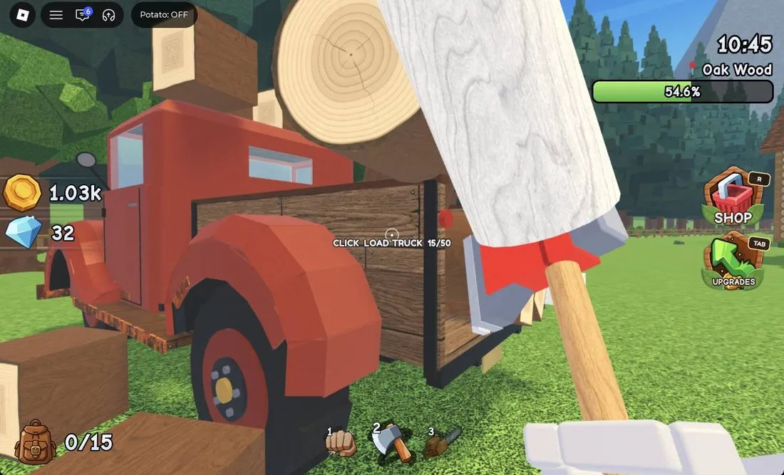 One click empties a full backpack into the truck