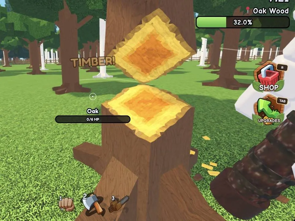 TIMBER! means the tree is down, so move on to the next one
