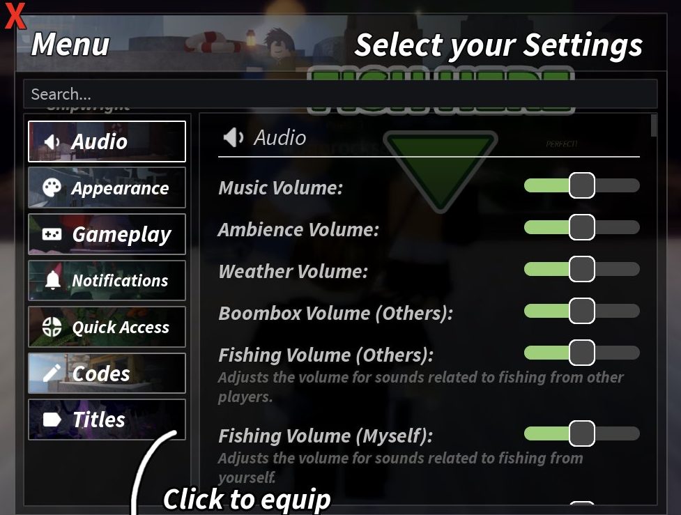 The Menu has tabs for Audio, Appearance, Gameplay and more