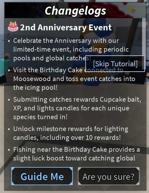 The Changelogs panel can pop up when you join