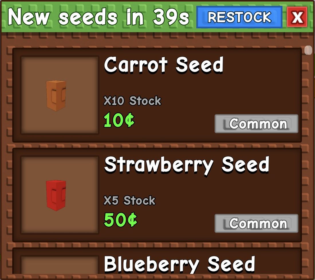 Carrot Seed is a Common seed in Sam's Seed Shop