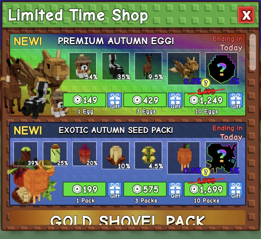 The Limited Time Shop shows when each offer ends