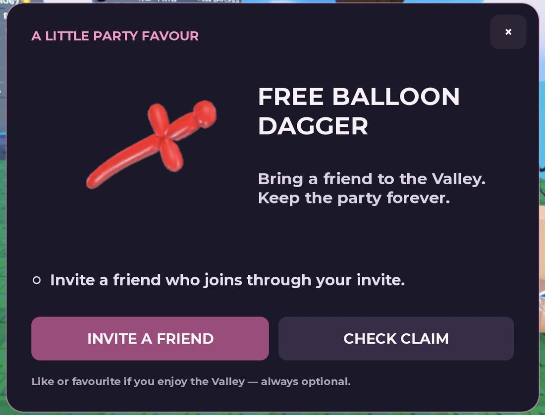 The Balloon Dagger is free for inviting a friend