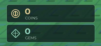 Your Coins and Gems counters sit in the bottom-left of the HUD