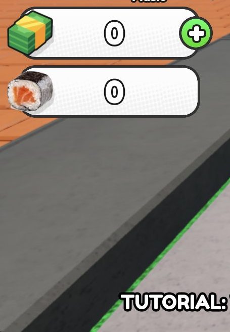 Your Cash counter is on the left of the screen, with Sushi just under it