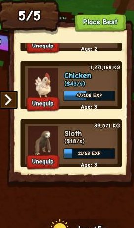Place Best fills your 5 slots with your highest-earning pets